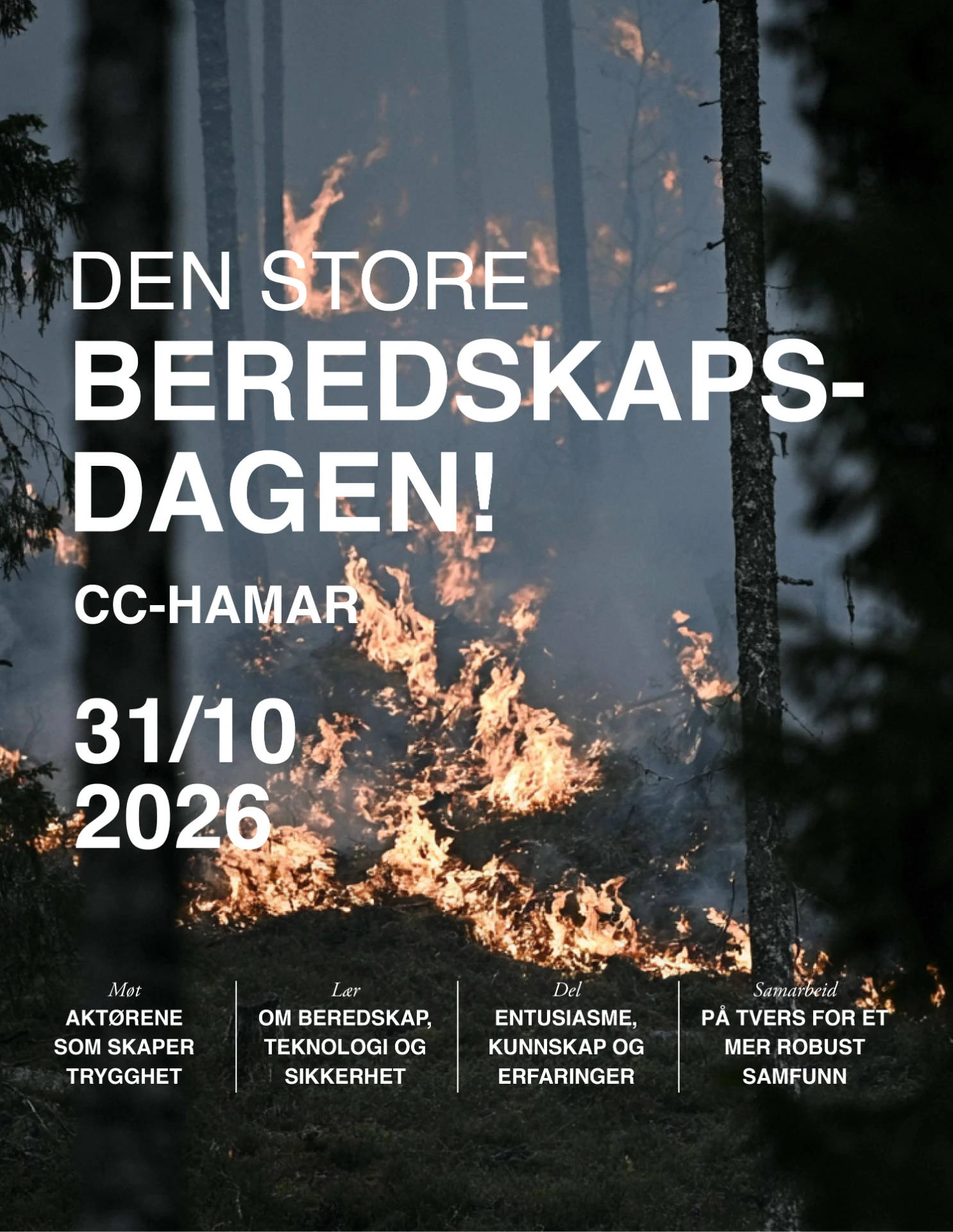 Plakat for Den store beredskapsdagen – Tryggere sammen i Innlandet, 31. oktober på CC Stadion
