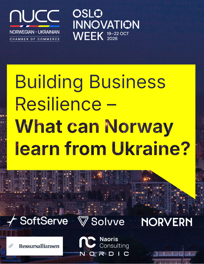 Plakat for Building Business Resilience – What can Norway learn from Ukraine? under Oslo Innovation Week, 22. oktober i Oslo